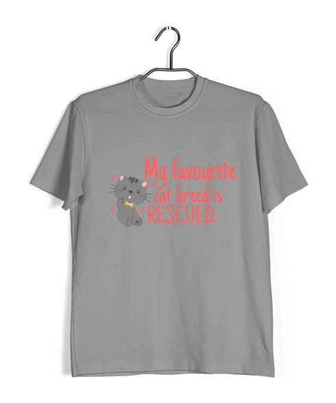 Cats MY FAVOURITE CAT BREED IS RESCUED Aaramkhor Specials Casual Graphic Printed T-Shirt for Men